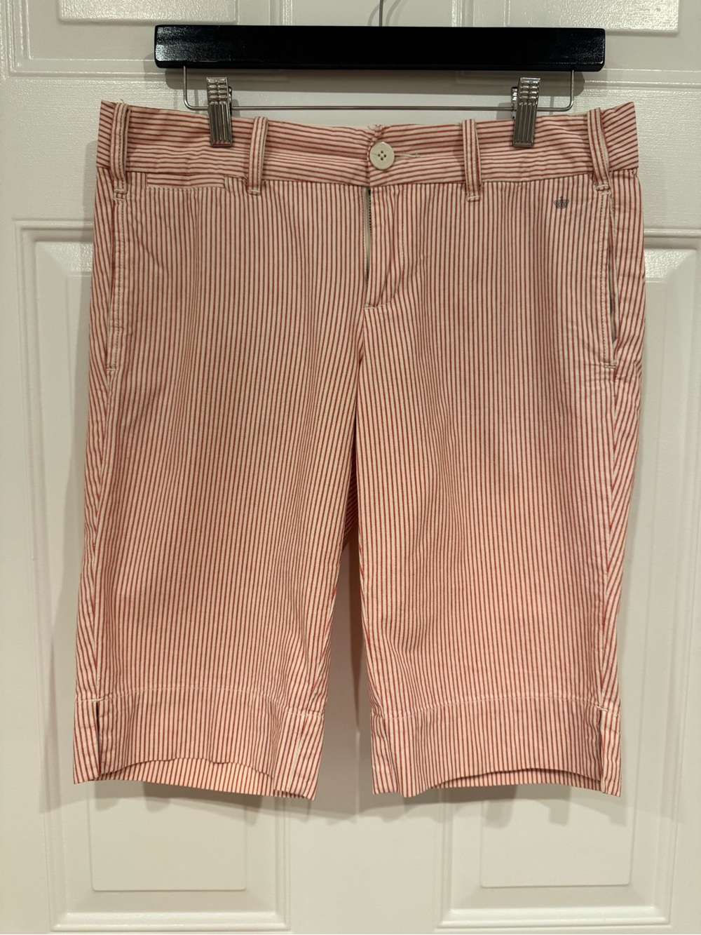 Vintage G1 Sailor Goods Striped Red Cotton Bermuda Shorts - Women